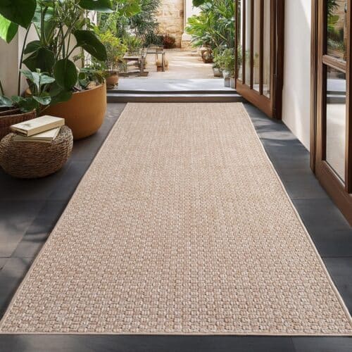 Evelyn Indendørs/Udendørs Gulvtæppe i Beige Polypropylen fra Rugs by Uniquebeds Home & Living | Flere Størrelser