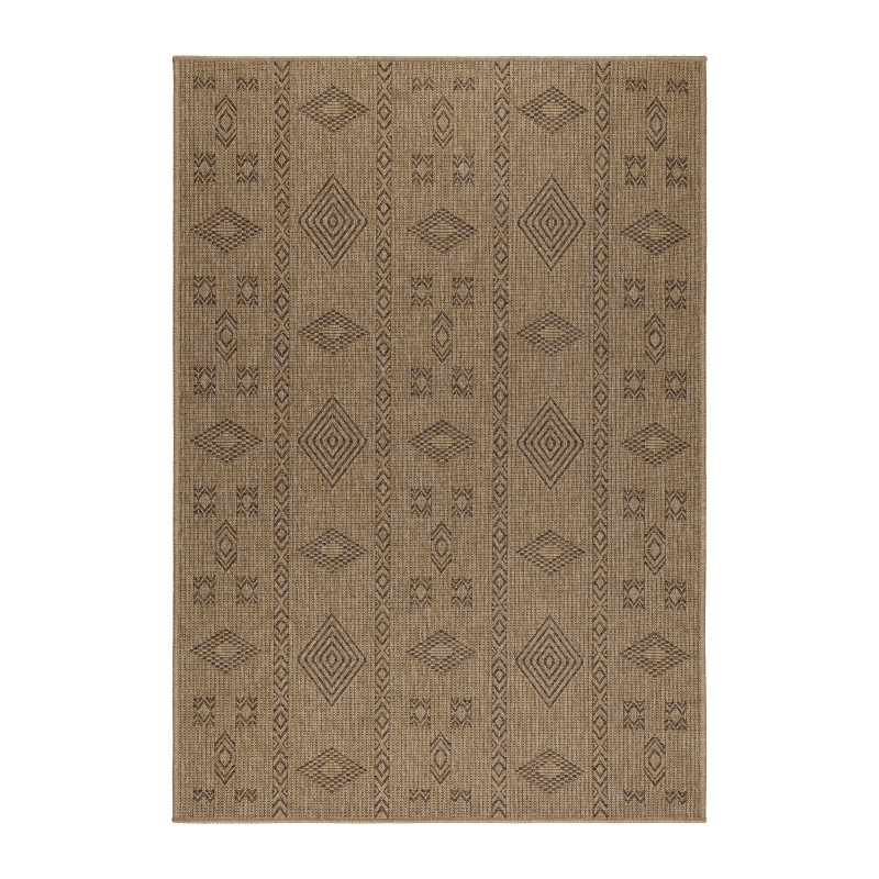 Chloe Indendørs:Udendørs Gulvtæppe i Beige med Simpelt Sort Mønster fra Rugs by Uniquebeds Home & Living | Flere Størrelser