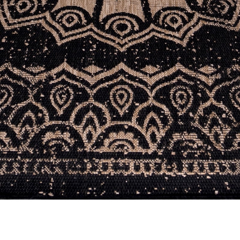 Eleanor Indendørs:Udendørs Gulvtæppe i Sort med Mandala Mønster fra Rugs by Uniquebeds Home & Living | Flere Størrelser 3