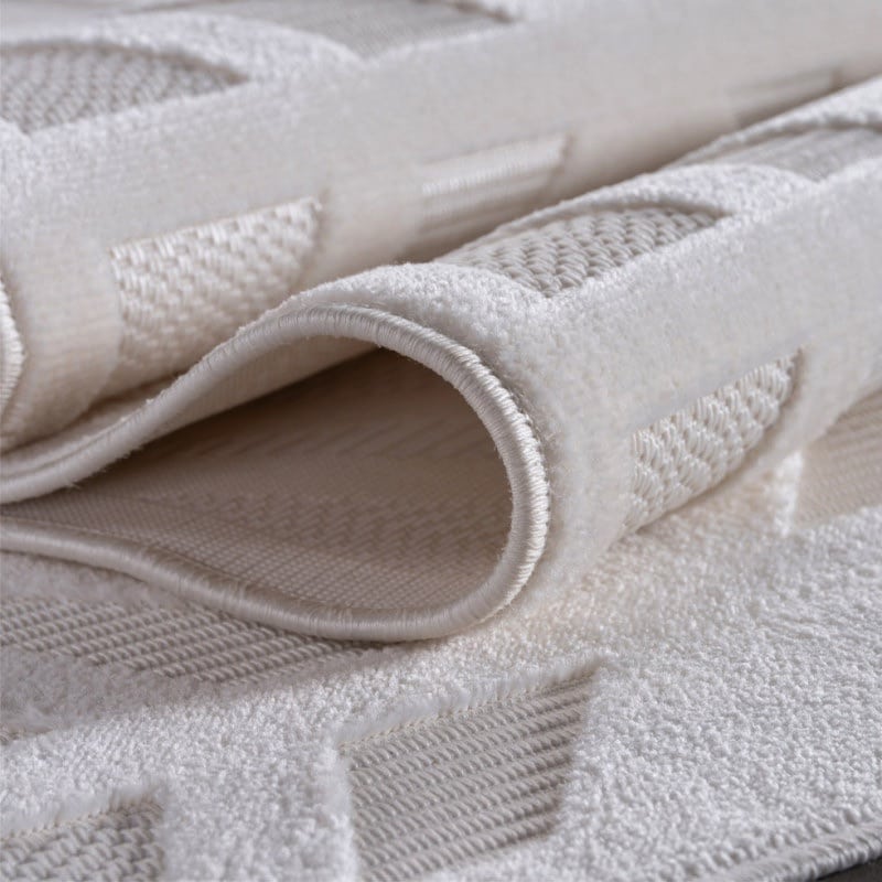 Ella Cremefarvet Gulvtæppe i Polypropylen med Simpelt Geometrisk Stjernemønster fra Rugs by Uniquebeds Home & Living | Flere Størrelser 2