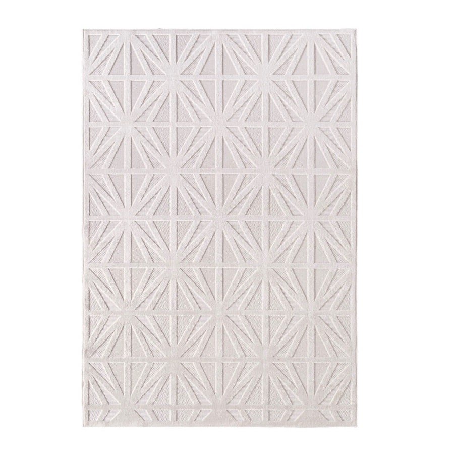 Ella Cremefarvet Gulvtæppe i Polypropylen med Simpelt Geometrisk Stjernemønster fra Rugs by Uniquebeds Home & Living | Flere Størrelser