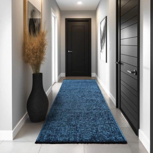 Elsie Gulvtæppe i Blå Bomuld med Chenille Finish fra Rugs by Uniquebeds Home & Living | Flere Størrelser