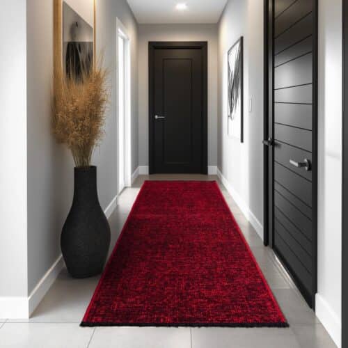 Elsie Gulvtæppe i Rød Bomuld med Chenille Finish fra Rugs by Uniquebeds Home & Living | Flere Størrelser