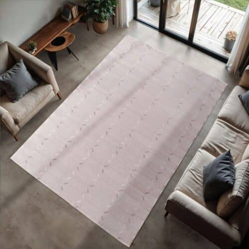 Emily Cremefarvet Gulvtæppe med Simpelt Geometrisk Sekskantet Mønster fra Rugs by Uniquebeds Home & Living | Flere Størrelser