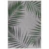 Eva Indendørs:Udendørs Gulvtæppe I Beige med Mønster af Grønne Palmeblade fra Rugs by Uniquebeds Home & Living | Flere Størrelser