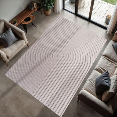 Evie Cremefarvet Gulvtæppe med Simpelt Swirl Mønster fra Rugs by Uniquebeds Home & Living | Flere Størrelser