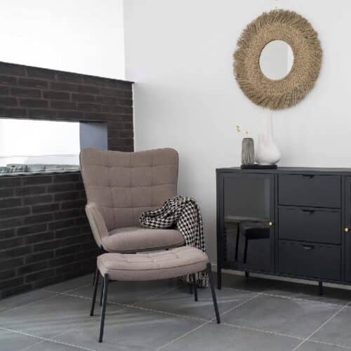 Glasgow Loungestol og Fodskammel Sæt i Stone fra House Nordic | L79xB70xH98cm