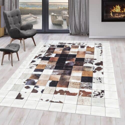 Hannah Gulvtæppe i Hvidt Patchwork Design fra Rugs by Uniquebeds Home & Living | Flere Størrelser