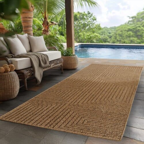 Ivy Indendørs/Udendørs Gulvtæppe i Beige fra Rugs by Uniquebeds Home & Living | Flere Størrelser