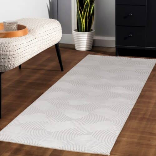 Luna Cremefarvet Gulvtæppe med Simpelt Mønster fra Rugs by Uniquebeds Home & Living | Flere Størrelser