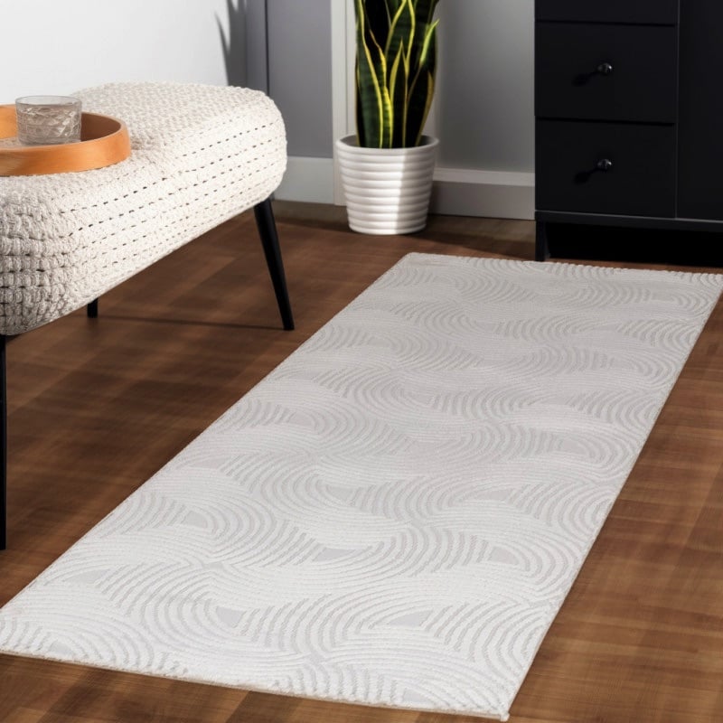 Luna Cremefarvet Gulvtæppe med Simpelt Mønster fra Rugs by Uniquebeds Home & Living | Flere Størrelser 1