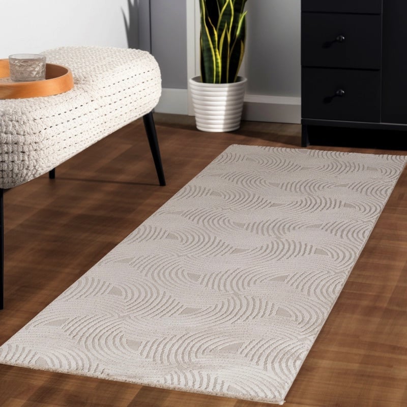 Luna Gulvtæppe i Beige med Simpelt Mønster fra Rugs by Uniquebeds Home & Living | Flere Størrelser 1