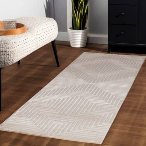 Mabel Gulvtæppe i Beige med Simpelt Stribet Mønster fra Rugs by Uniquebeds Home & Living | Flere Størrelser