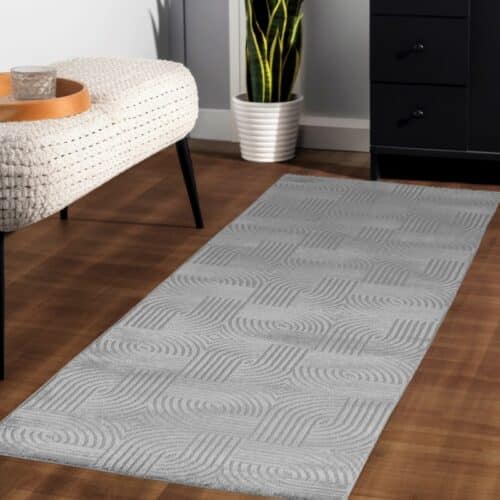 Maeve Gulvtæppe i Sølvgrå med Simpelt Mønster fra Rugs by Uniquebeds Home & Living | Flere Størrelser