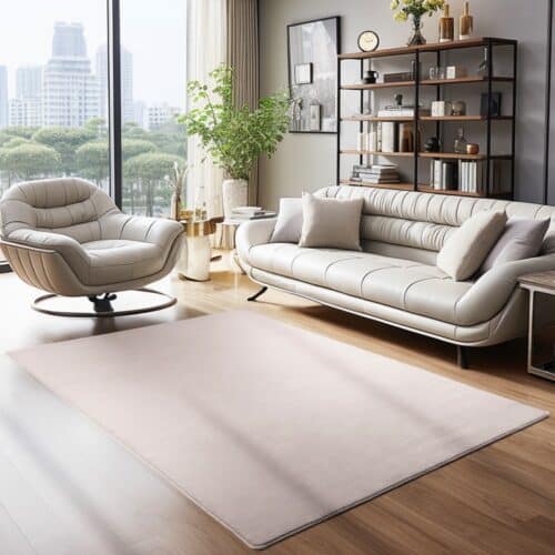 Margot Gulvtæppe i Beige med Skridsikkert Underlag fra Rugs by Uniquebeds Home & Living | Flere Størrelser i Firkantet & Rund