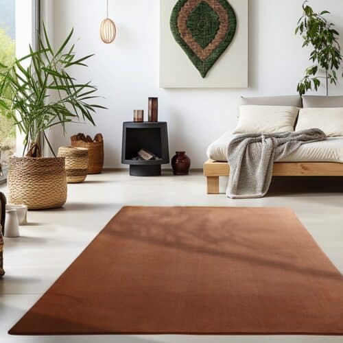 Margot Gulvtæppe i Brun med Skridsikkert Underlag fra Rugs by Uniquebeds Home & Living | Flere Størrelser i Firkantet & Rund