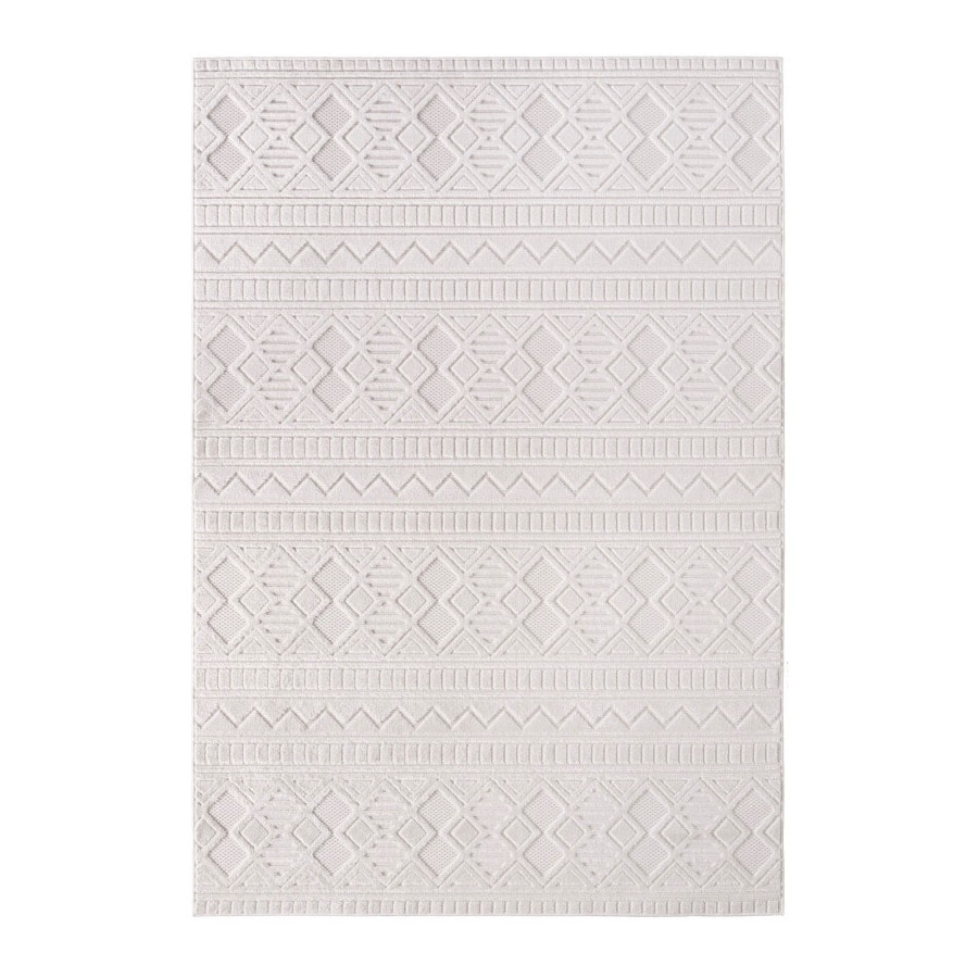 Matilda Cremefarvet Gulvtæppe i Polypropylen med Simpelt Geometrisk Båndmønster fra Rugs by Uniquebeds Home & Living | Flere Størrelser