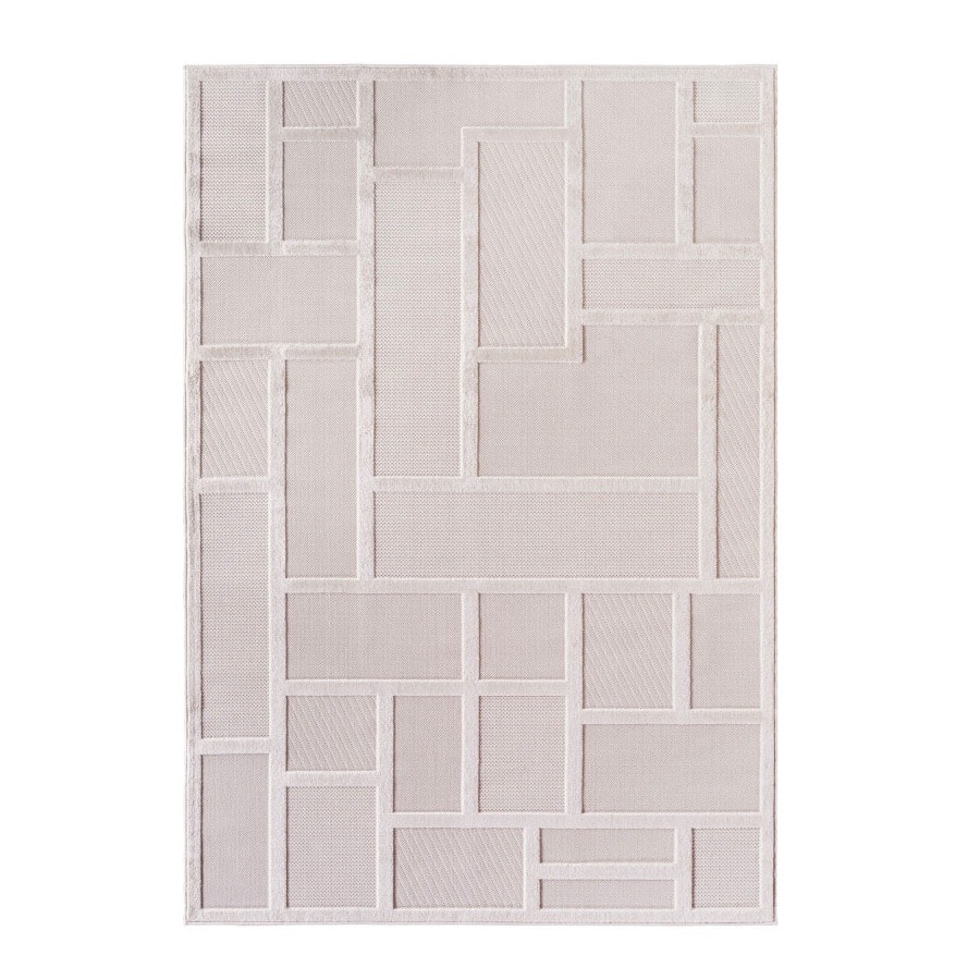 Millie Cremefarvet Gulvtæppe i Polypropylen med Simpelt Kantet Mønster fra Rugs by Uniquebeds Home & Living | Flere Størrelser