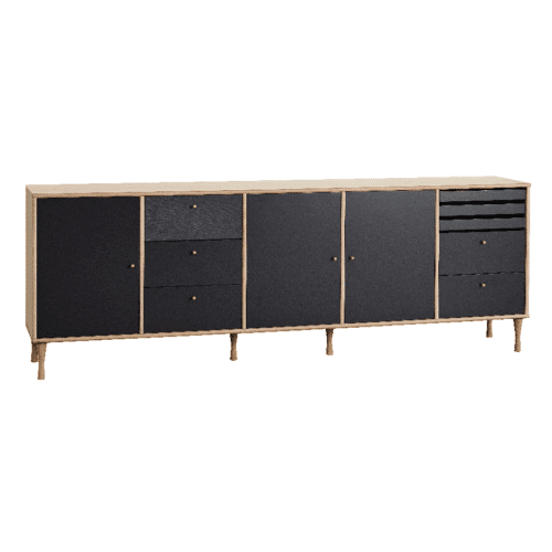 Mistral Modul 111 i Brun og Sort Massiv Egetræsfinér fra Hammel Furniture | Færdig Kombination 9 - BHD 219,8x60,8x32,5 cm