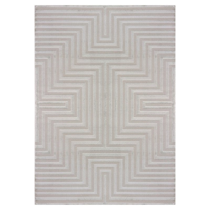 Penelope Gulvtæppe i Sølvgrå med Simpelt Græsk Mønster fra Rugs by Uniquebeds Home & Living | Flere Størrelser