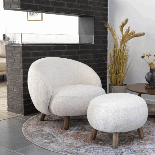 Savona Loungesæt med Loungestol og Puf i Hvid fra House Nordic | L80xB76xH68cm
