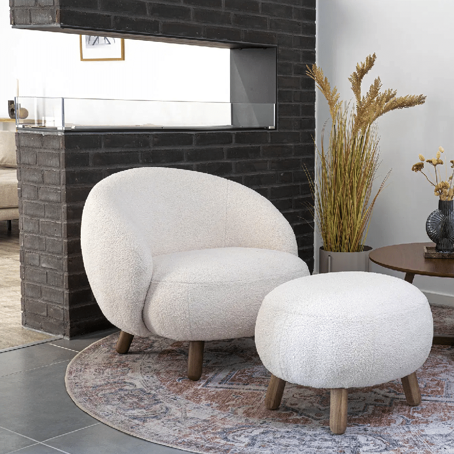 Savona Loungesæt med Loungestol og Puf i Hvid fra House Nordic | L80xB76xH68cm