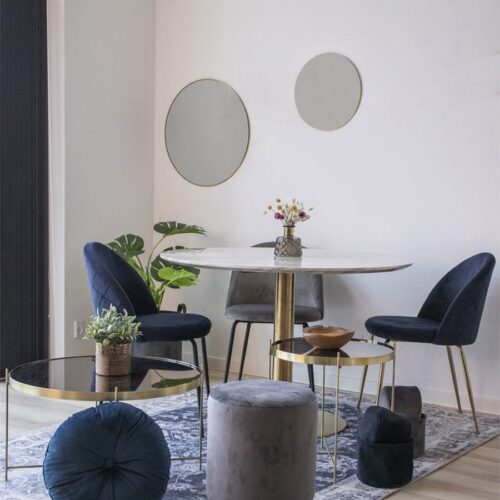 Bolzano Spisebord Marmorlook Messinglook Stel Ø110Xh75Cm