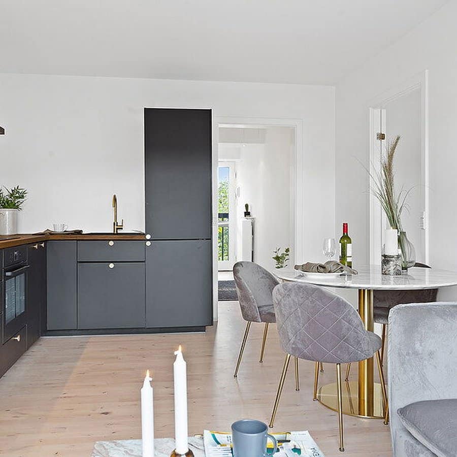 Bolzano Spisebord Marmorlook Messinglook Stel Ø110Xh75Cm