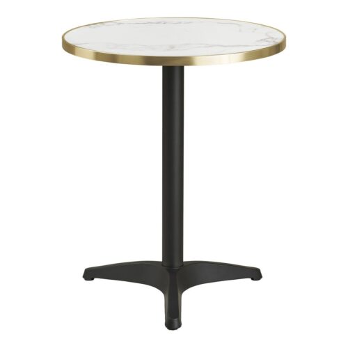 Cafébord Marmorlook Guldkant Sort Aluminium Stel