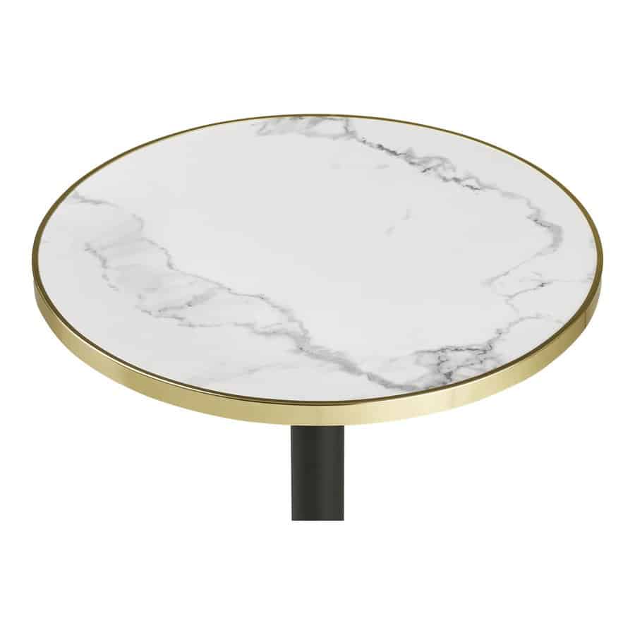 Cafébord Marmorlook Guldkant Sort Aluminium Stel