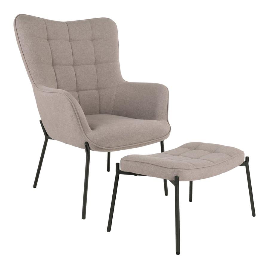 Glasgow Loungestol Fodskammel Sæt Stone L79Xb70Xh98Cm