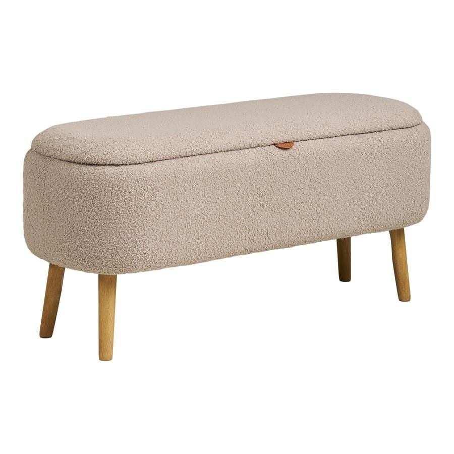 Harlow Bænk Opbevaring Beige Bouclé L95Xb37Xh45Cm