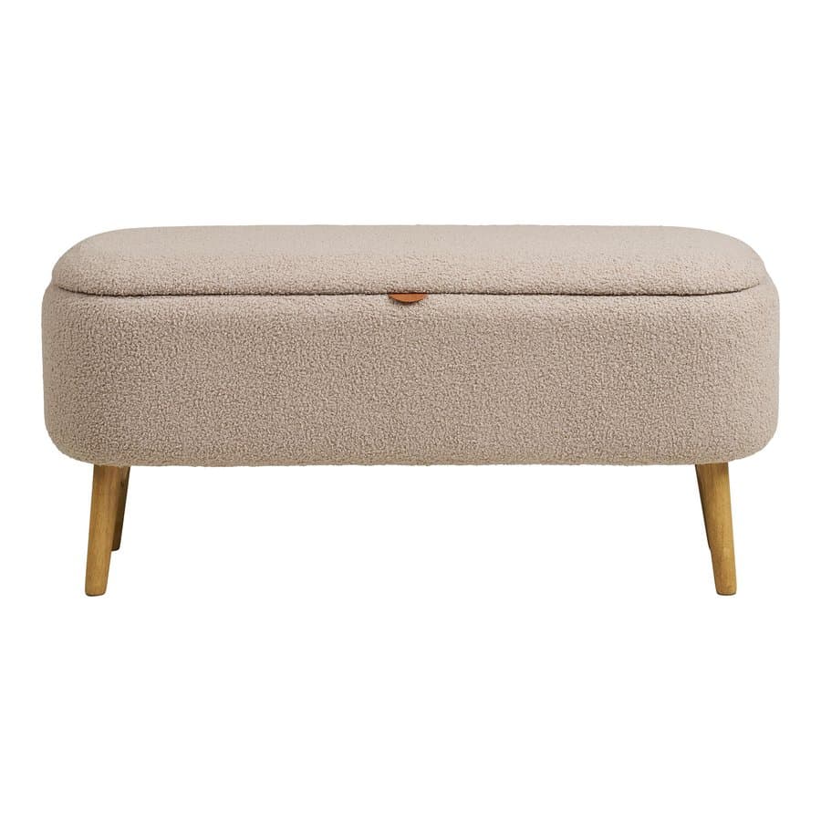Harlow Bænk Opbevaring Beige Bouclé L95Xb37Xh45Cm