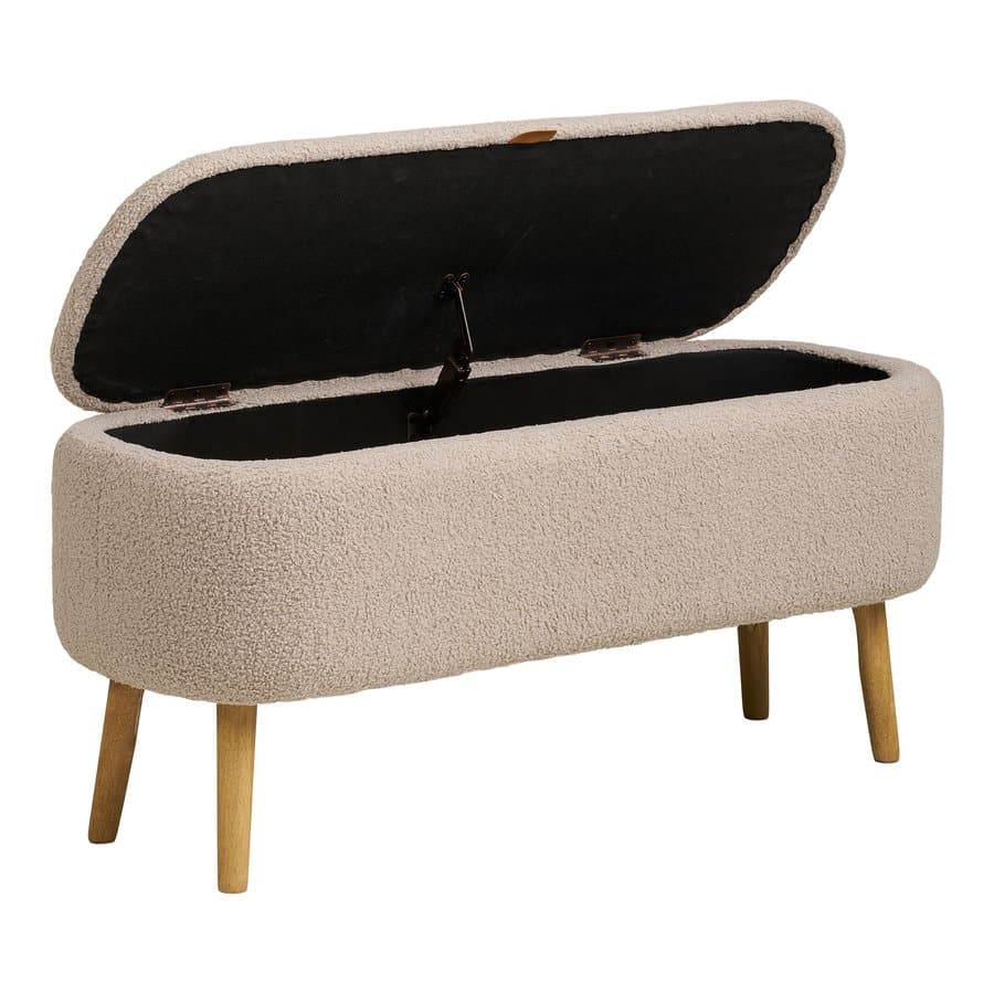 Harlow Bænk Opbevaring Beige Bouclé L95Xb37Xh45Cm