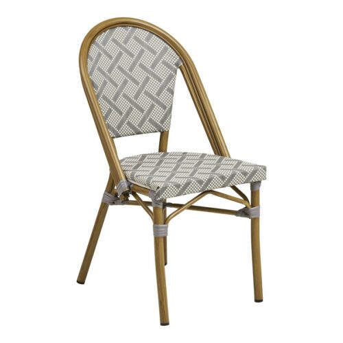 Lauria Spisebordsstol Hvid Grå Bambuslook Aluminium