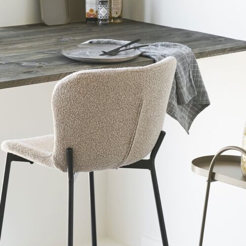 Maceda Counterstol Beige Bouclé Sorte Metalben