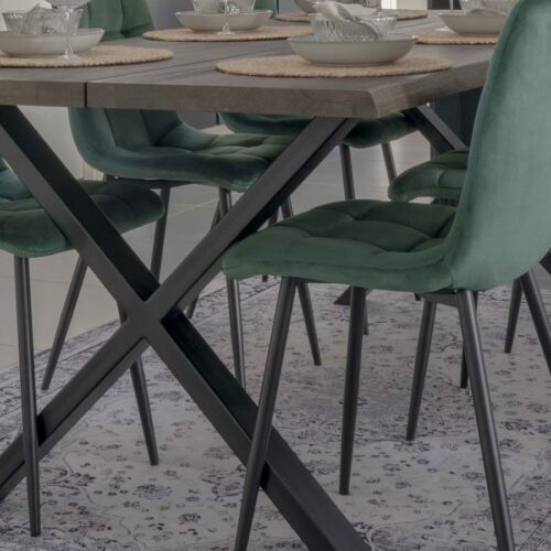 Middelfart Spisebordsstol Mørkegrøn Velour Sorte Metalben