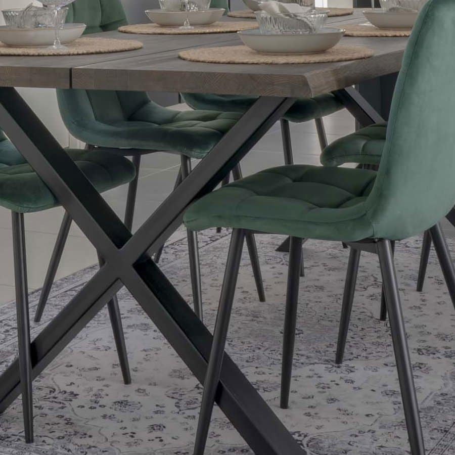 Middelfart Spisebordsstol Mørkegrøn Velour Sorte Metalben
