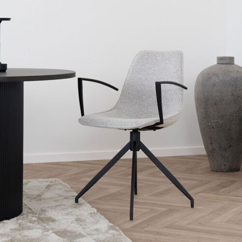 Monaco Spisebordsstol Sand Bouclé Sort Metal