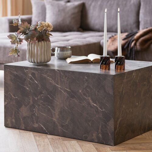Prague Sofabord Marmor Look Brun L80Xb60Xh40Cm