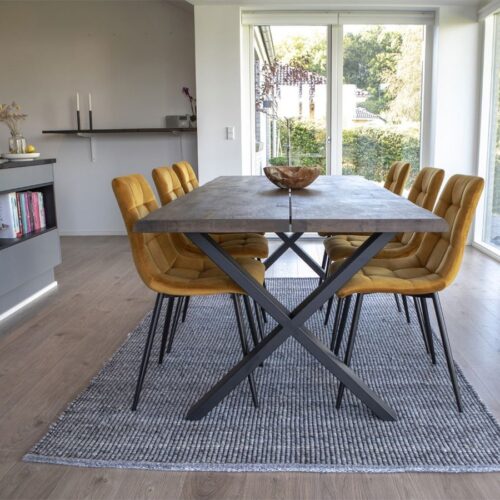 Toulon Spisebord Smoked Egetræ Stålben L200Xb95Xh75Cm