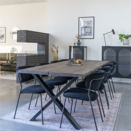 Toulon Spisebord Smoked Egetræ Stålben L240Xb95Xh75Cm