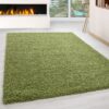 Luna Ensfarvet Fluffy Gulvtæppe i Grøn fra Rugs by Uniquebeds Home & Living | Flere Størrelser i Firkantet & Rund 1