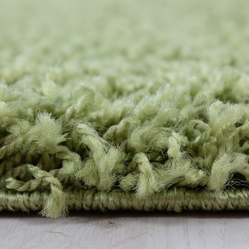 Luna Ensfarvet Fluffy Gulvtæppe i Grøn fra Rugs by Uniquebeds Home & Living | Flere Størrelser i Firkantet & Rund 2