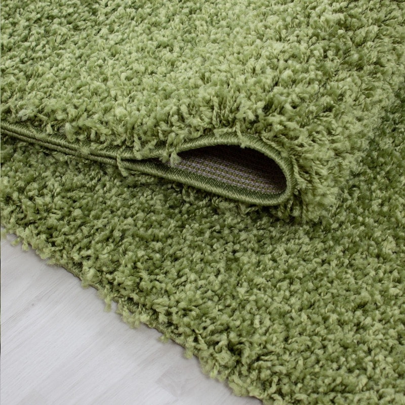 Luna Ensfarvet Fluffy Gulvtæppe i Grøn fra Rugs by Uniquebeds Home & Living | Flere Størrelser i Firkantet & Rund 3
