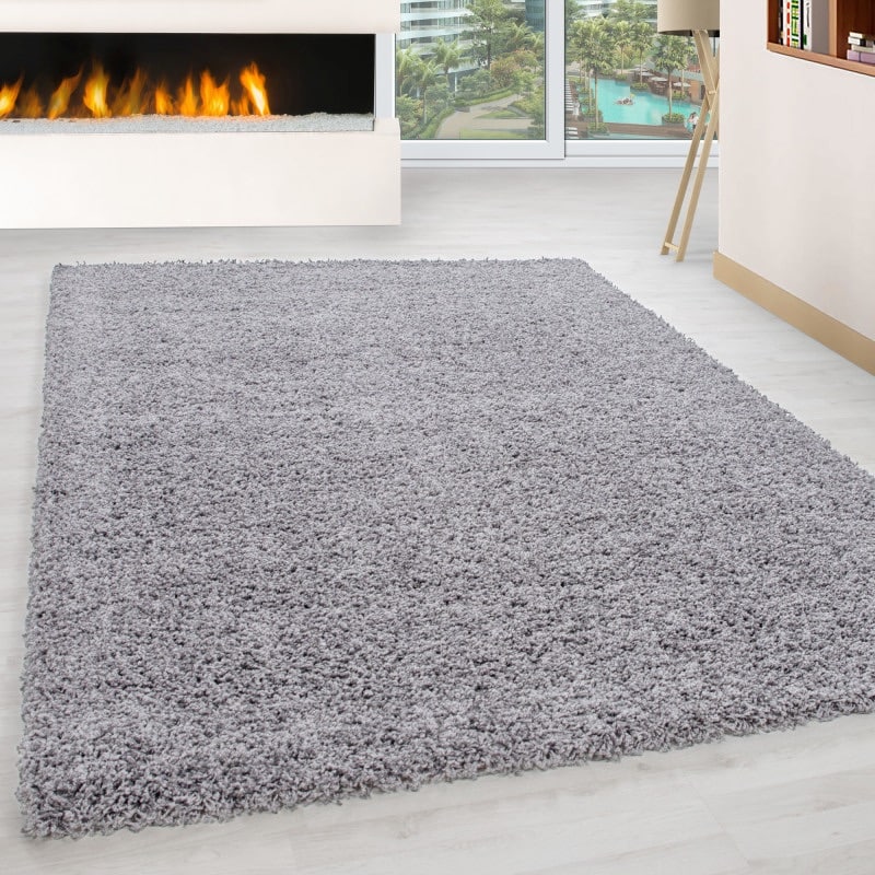 Luna Ensfarvet Fluffy Gulvtæppe i Lys Grå fra Rugs by Uniquebeds Home & Living | Flere Størrelser i Firkantet & Rund 1