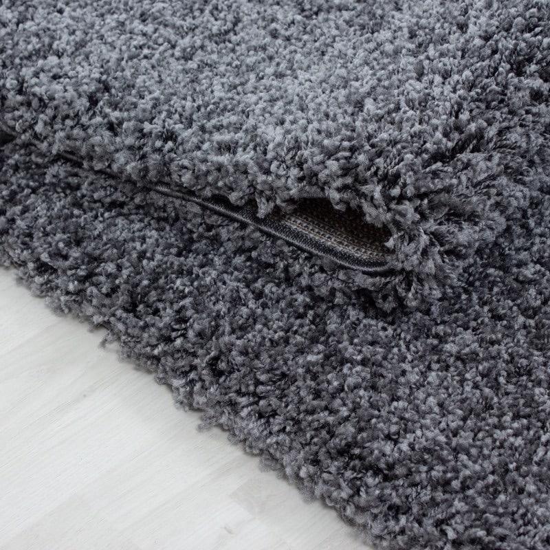 Luna Ensfarvet Fluffy Gulvtæppe i Mørk Grå fra Rugs by Uniquebeds Home & Living | Flere Størrelser i Firkantet & Rund 3