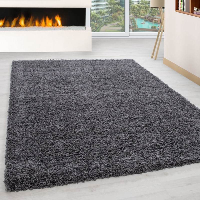 Luna Ensfarvet Fluffy Gulvtæppe i Mørk Grå fra Rugs by Uniquebeds Home & Living | Flere Størrelser i Firkantet & Rund 6
