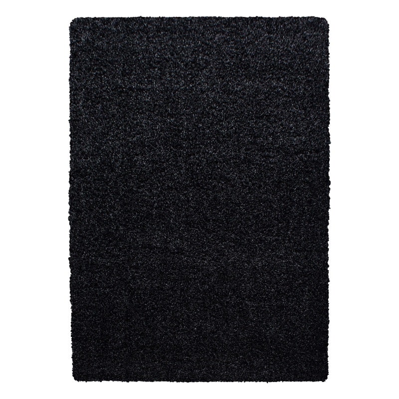 Luna Ensfarvet Fluffy Gulvtæppe i Sort fra Rugs by Uniquebeds Home & Living | Flere Størrelser i Firkantet & Rund