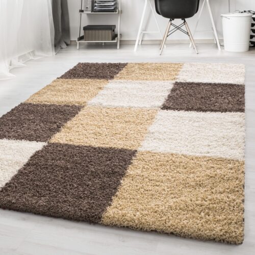 Nora Fluffy Ternet Gulvtæppe i Mocca fra Rugs by Uniquebeds Home & Living | Flere Størrelser